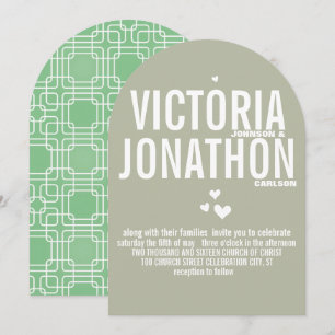 Mint Driftwood Modern Pattern Typography Wedding Invitation