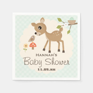 Mint Egg Woodland Deer Baby Shower Napkin