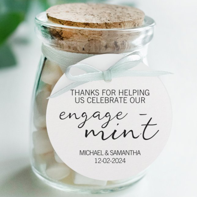 Mint Engagement Thank You Favour Tags (Personalized Engage-mint favor tags for engagement parties)
