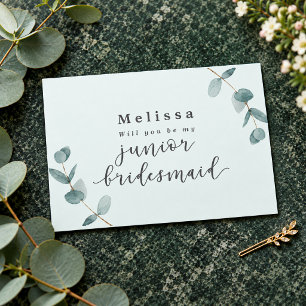 Mint Eucalyptus Junior Bridesmaid Proposal Card