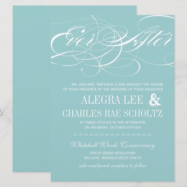 Mint Ever After Chalkboard Invitation (Front/Back)