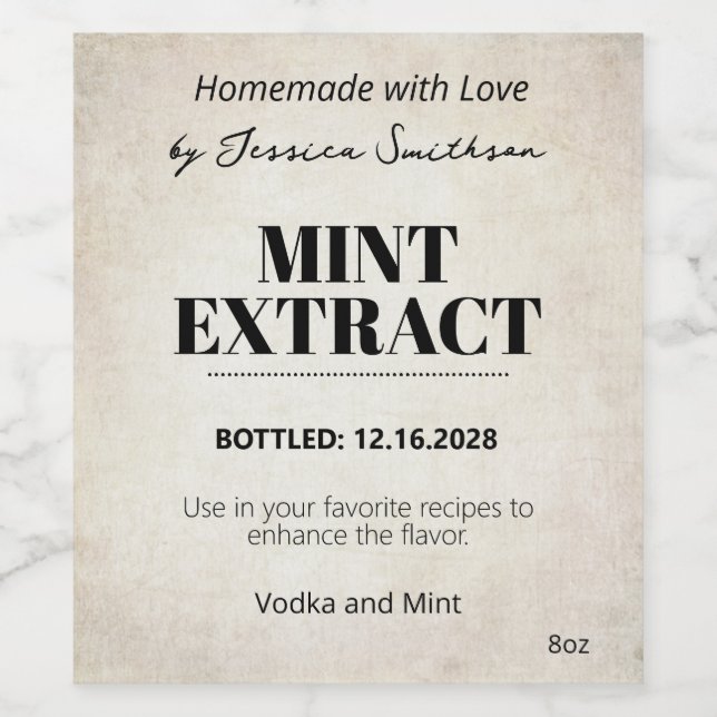 Mint Extract Modern Label Sticker ZEX_001c (Single Label)