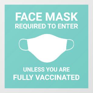 Mint Face Mask Required Window Cling