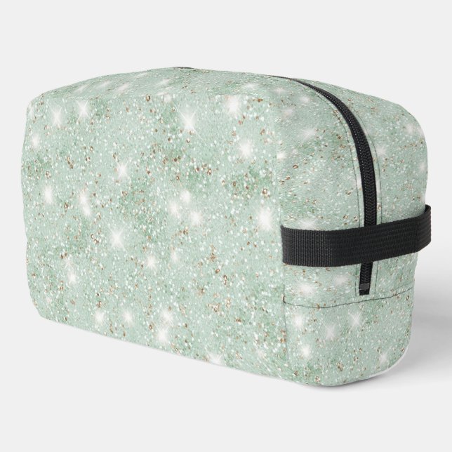 Mint Faux Glitter Dopp Kit (Left Corner)