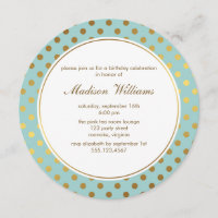 Mint Faux Gold Foil Polka Dots Pattern
