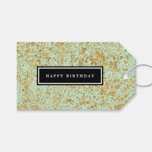 Mint & Faux Gold Glitter Dust Gift Tags
