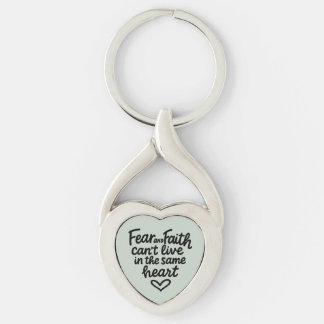 Mint Fear and Faith Inspirational Christian Quote Key Ring
