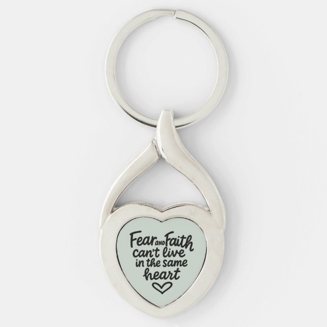Mint Fear and Faith Inspirational Christian Quote  Key Ring (Front)