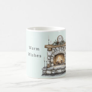 Mint Fire Place Warm Wishes Coffee Mug