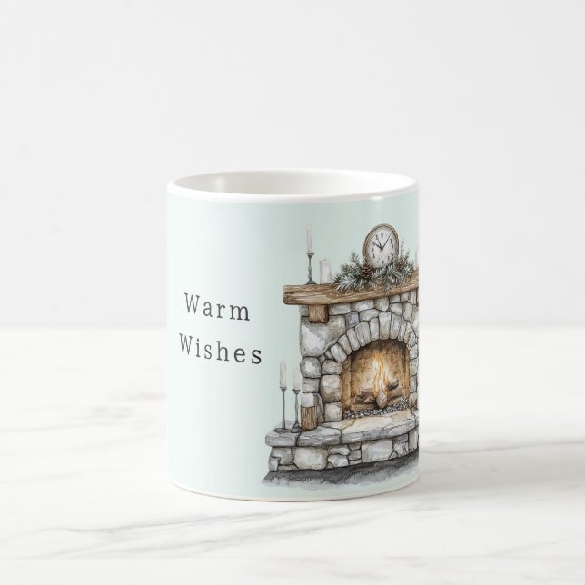 Mint Fire Place Warm Wishes Coffee Mug (Center)
