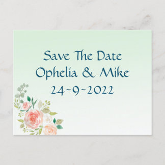 Mint floral elegant save the date Postcard