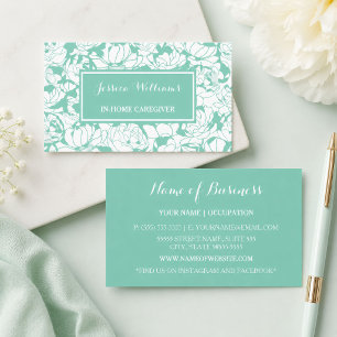 Mint Floral In-Home Caregiver Business Card