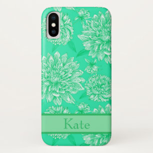 Mint Floral Monogram iPhone X Case