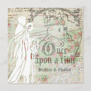 Mint Floral Once Upon a Time  Wedding Invitation