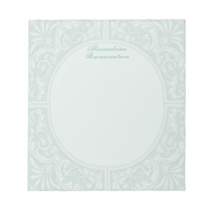 Mint Floral Relief Circular Frame Notepad