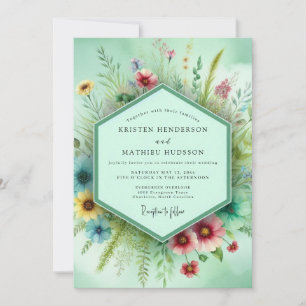 Mint Floral Whimsy Wedding Invitation
