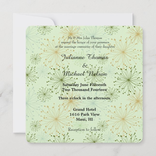 Mint Floral Whimsy Wedding Invitation (Front)