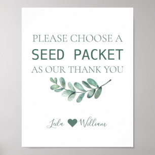 Mint Floral Wildflower Seed Wedding Favour Packets Poster