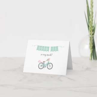 Mint Flowers Bicycle Thank You Card