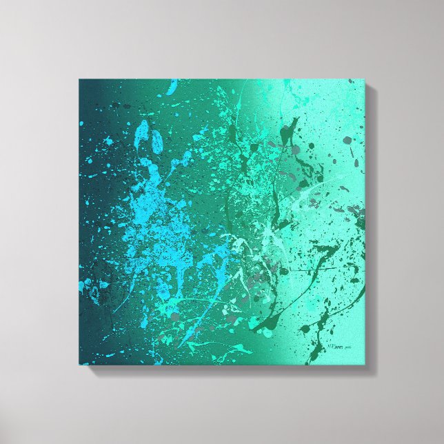 Mint Flurry Abstract Spatter Art Canvas Print (Front)