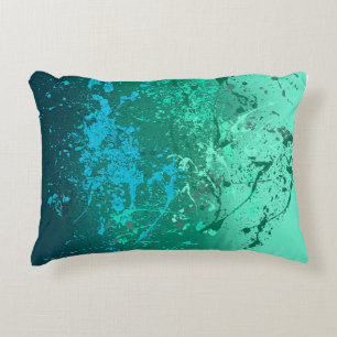 Mint Flurry: Abstract spatter art Decorative Cushion