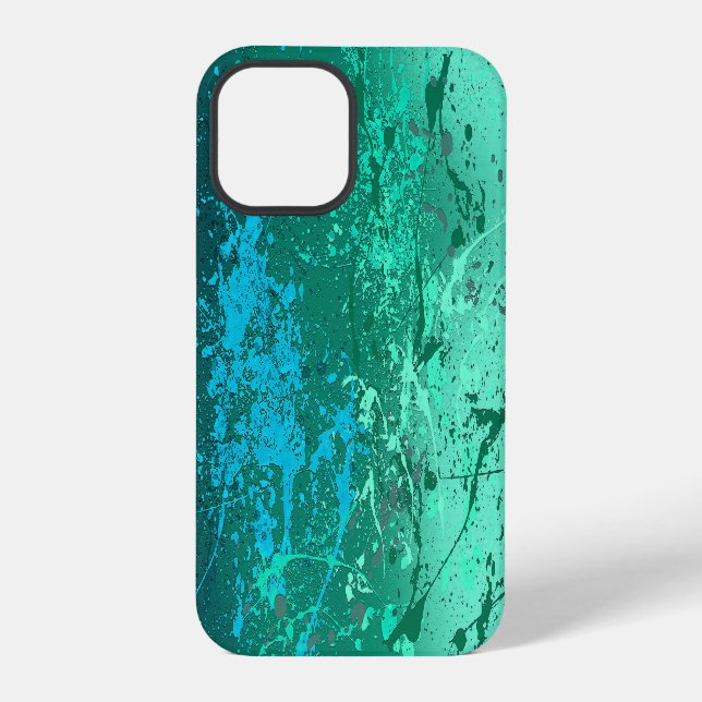 Mint Flurry: Abstract spatter art iPhone Case (Back)
