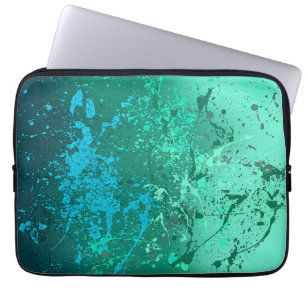 Mint Flurry Abstract Spatter Art Laptop Sleeve