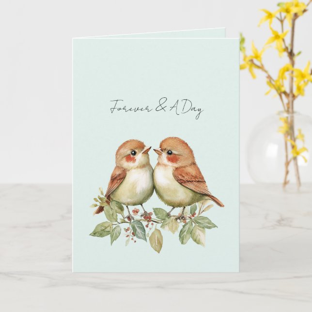 Mint Forever Love Birds Card (Yellow Flower)