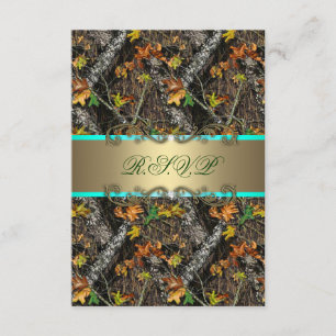 Mint Formal Camo Wedding RSVP Cards
