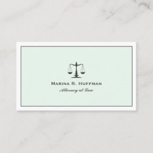 Mint Frame  Attorney  Justice Scale Professional Business Card