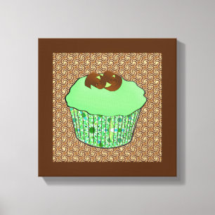 Mint Frosted Chocolate Cupcake, Fractal Background Canvas Print