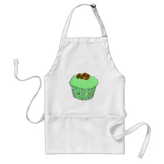 Mint Frosted Chocolate Cupcake, Fractal Background Standard Apron