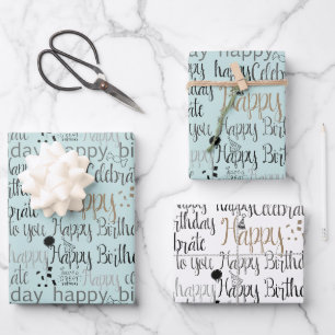Mint Fun Happy Balloons Birthday Wrapping Paper Sheet