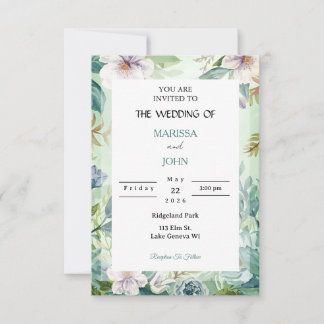 Mint Garden Elegance Wedding Invitation