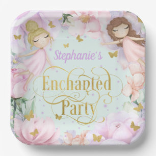 Mint, Garden fairy enchanted party birthday Paper Plate
