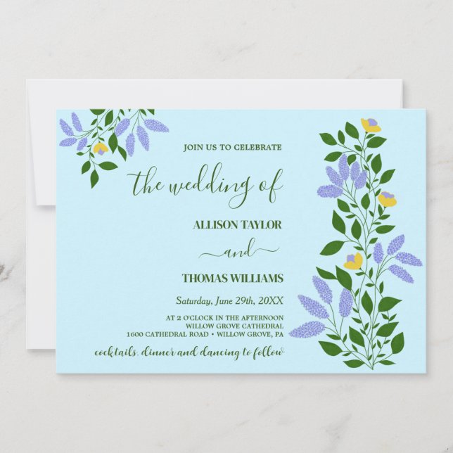 Mint Garden Flowers Wedding  Invitation (Front)