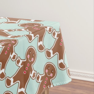 Mint Gingerbread Boys Tablecloth