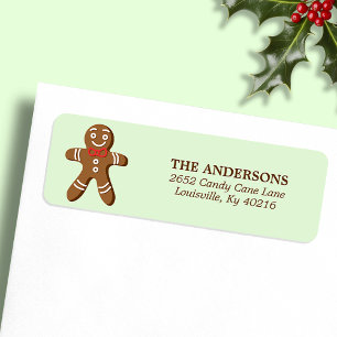 Mint Gingerbread Man Christmas Return Address