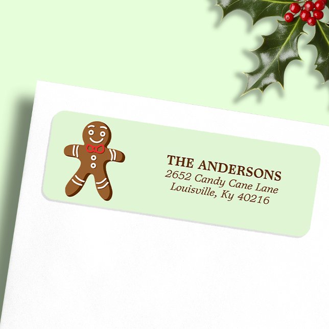 Mint Gingerbread Man Christmas Return Address (Creator Uploaded)