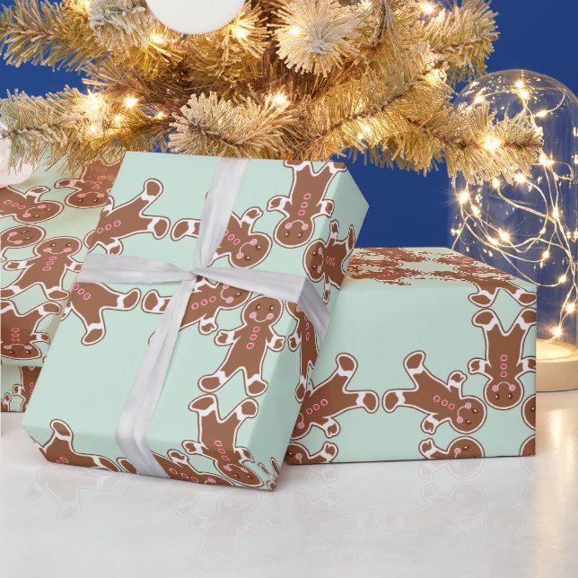 Mint Gingerbread Snowflake Wrapping Paper  (Holidays)