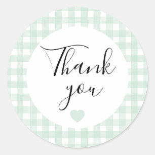 Mint Gingham Thank You Favour Sticker