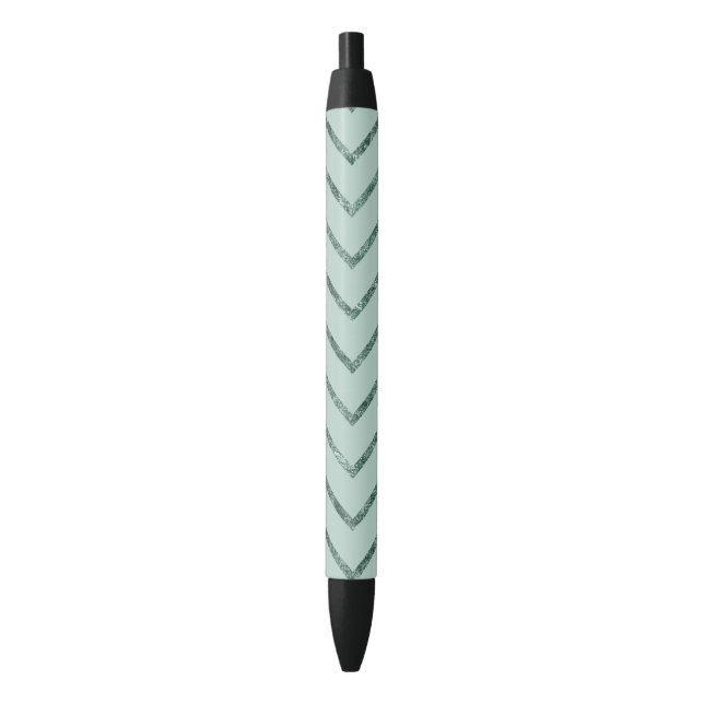 Mint Glam Chevron Zigzag Stripes Black Ink Pen (Front Vertical)