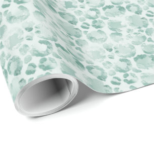 Mint Glam Leopard Print Wrapping Paper