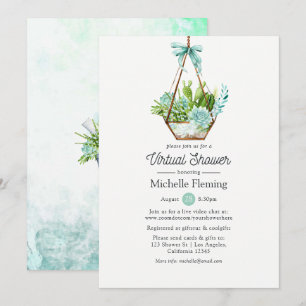 Mint Glass Terrarium Virtual Baby or Bridal Shower Invitation