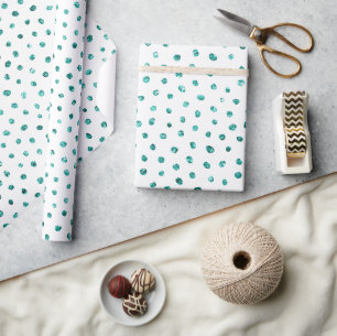 Mint Glitter Dots Birthday Wrapping Paper