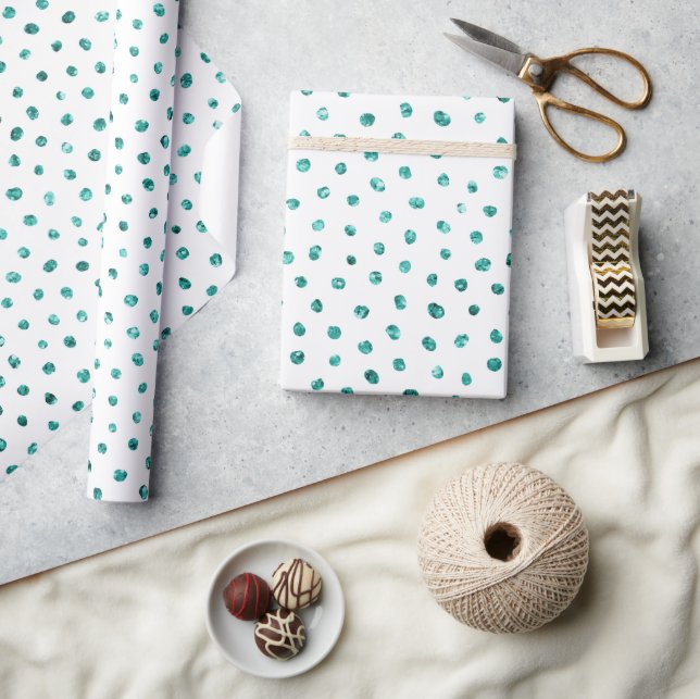 Mint Glitter Dots Birthday Wrapping Paper (Crafts)