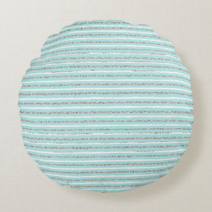 Mint Glitter Effect Stripe Pattern  Round Cushion
