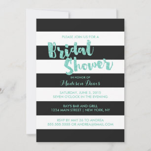 Mint Glitter Glamourous Bridal Shower Invites