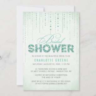 Mint Glitter Look Bridal Shower Invitation