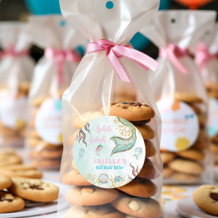 Mint Glitter Mermaid tail under the sea Classic Round Sticker